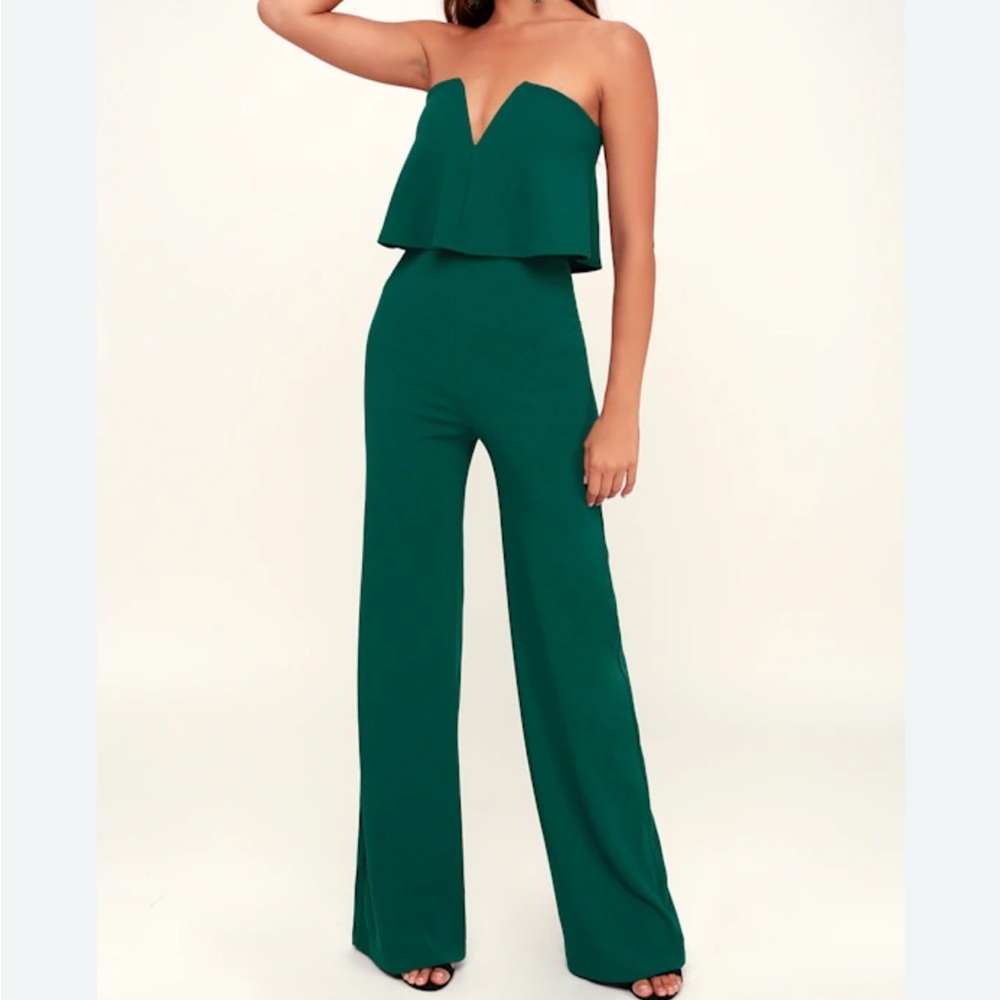 Power of Love Emerald Green Strapless Jumpsuit